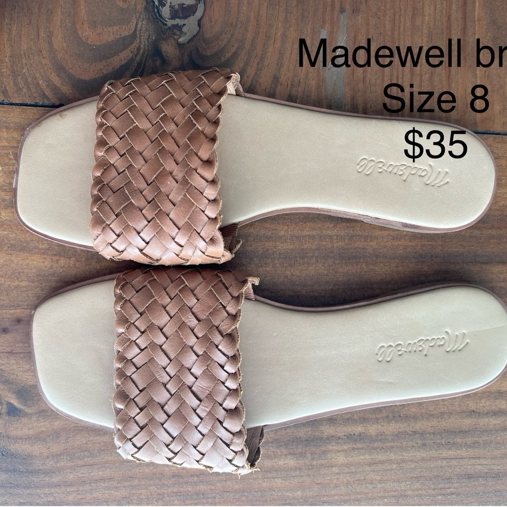 Madewell Tan Woven Sandals Slide Style